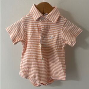 Infant Striped Polo Bodysuit - Peach/White TBBC NWT size 0-6 months